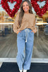 Mineral Wash Big Bow Patchwork Drop Shoulder Crewneck Sweatshirt