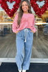 Mineral Wash Big Bow Patchwork Drop Shoulder Crewneck Sweatshirt