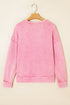 Mineral Wash Big Bow Patchwork Drop Shoulder Crewneck Sweatshirt