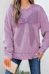 Mineral Wash Big Bow Patchwork Drop Shoulder Crewneck Sweatshirt