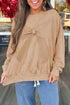 Mineral Wash Big Bow Patchwork Drop Shoulder Crewneck Sweatshirt