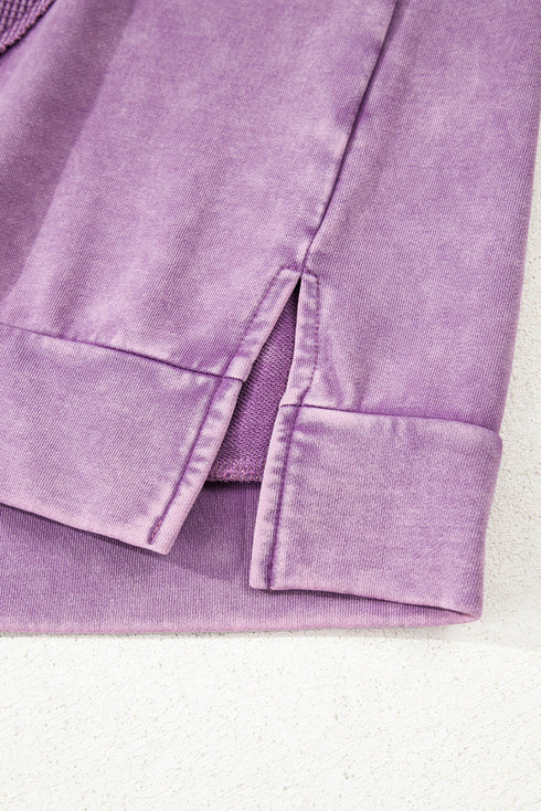 Mineral Wash Bow Applique Crewneck Sweatshirt