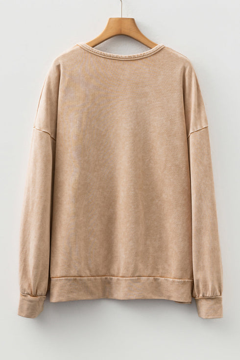 Mineral Wash Bow Applique Crewneck Sweatshirt