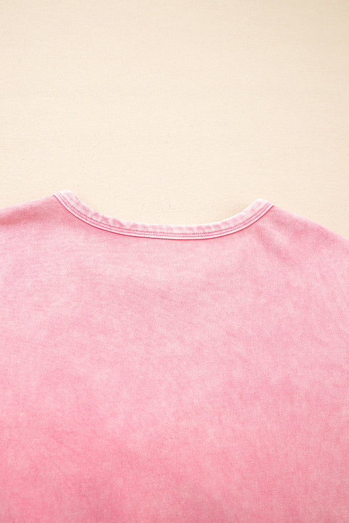 Mineral Wash Bow Applique Crewneck Sweatshirt