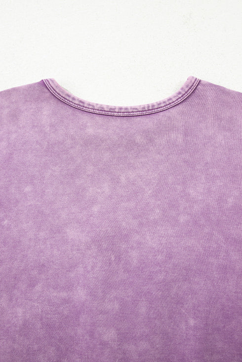 Mineral Wash Bow Applique Crewneck Sweatshirt