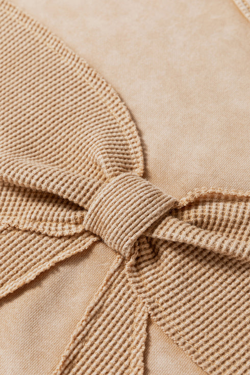 Mineral Wash Bow Applique Crewneck Sweatshirt