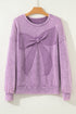 Mineral Wash Bow Applique Crewneck Sweatshirt