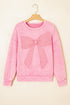 Mineral Wash Bow Applique Crewneck Sweatshirt
