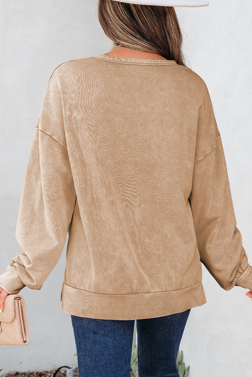 Mineral Wash Bow Applique Crewneck Sweatshirt