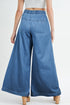 Mineral Wash Button Fly Wide Leg Denim Jeans