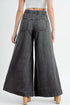 Mineral Wash Button Fly Wide Leg Denim Jeans