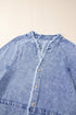 Mineral Wash Button Up Raw Hem Denim Mini Dress