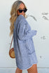 Mineral Wash Button Up Raw Hem Denim Mini Dress