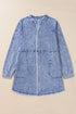 Mineral Wash Button Up Raw Hem Denim Mini Dress