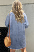 Mineral Wash Button Up Raw Hem Denim Mini Dress