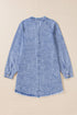 Mineral Wash Button Up Raw Hem Denim Mini Dress