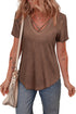 Mineral Wash Criss Cross V Neck Relaxed T-Shirt
