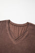 Mineral Wash Criss Cross V Neck Relaxed T-Shirt