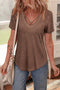 Mineral Wash Criss Cross V Neck Relaxed T-Shirt