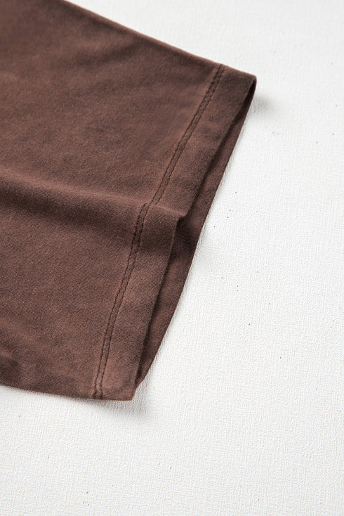 Mineral Wash Criss Cross V Neck Relaxed T-Shirt