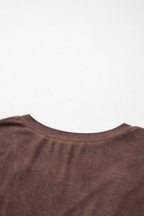 Mineral Wash Criss Cross V Neck Relaxed T-Shirt