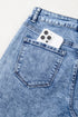 Mineral Wash Distressed Bottom Cuff Wide Leg Jeans