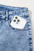 Mineral Wash Distressed Bottom Cuff Wide Leg Jeans
