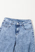 Mineral Wash Distressed Bottom Cuff Wide Leg Jeans