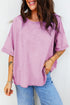 Mineral Wash Drop Shoulder Raw Edge Loose Cotton Tee