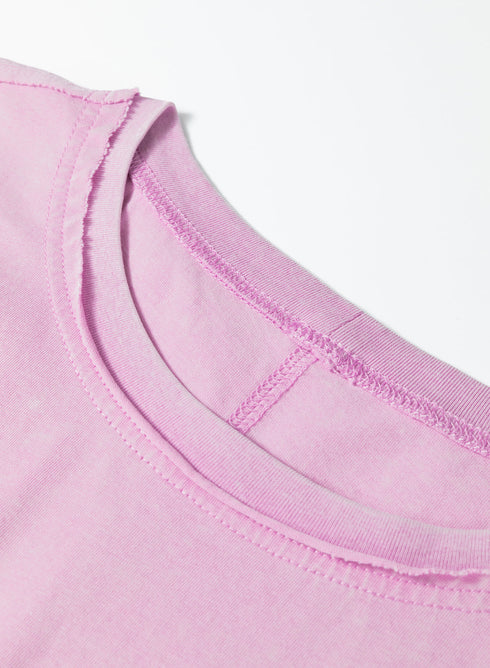 Mineral Wash Drop Shoulder Raw Edge Loose Cotton Tee