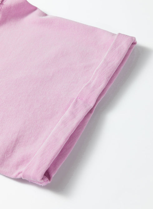 Mineral Wash Drop Shoulder Raw Edge Loose Cotton Tee