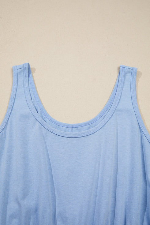Mineral Wash Elastic Waist Pocket Tank Mini Dress