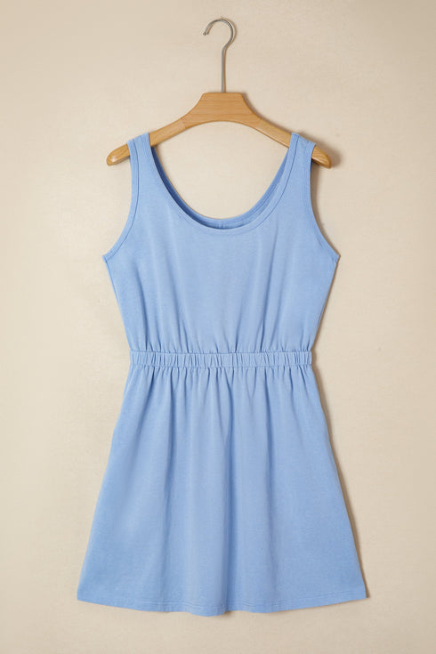 Mineral Wash Elastic Waist Pocket Tank Mini Dress