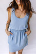 Mineral Wash Elastic Waist Pocket Tank Mini Dress