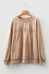 Mineral Wash Embroidered Letter Graphic Western Plus Size Sweatshirt