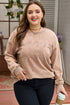 Mineral Wash Embroidered Letter Graphic Western Plus Size Sweatshirt