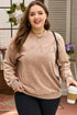 Mineral Wash Embroidered Letter Graphic Western Plus Size Sweatshirt