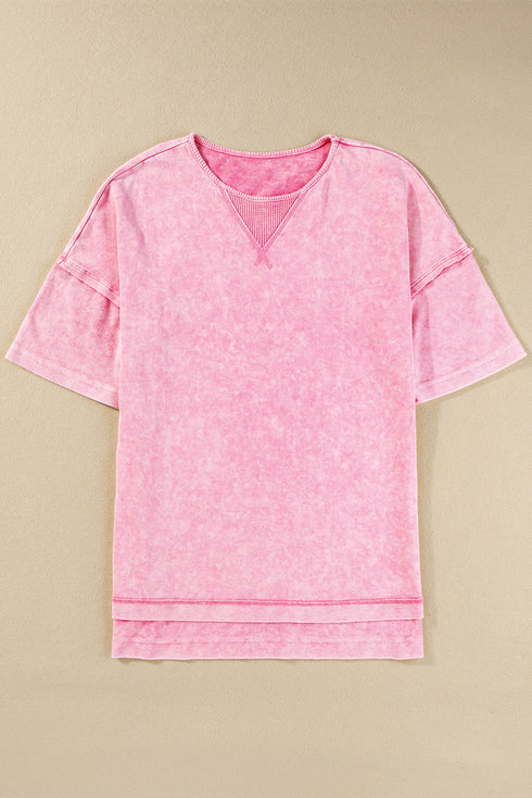 Mineral Wash Exposed Seam Drop Shoulder Oversized Tee