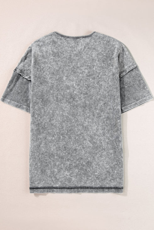 Mineral Wash Exposed Seam Drop Shoulder Oversized Tee