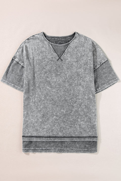 Mineral Wash Exposed Seam Drop Shoulder Oversized Tee