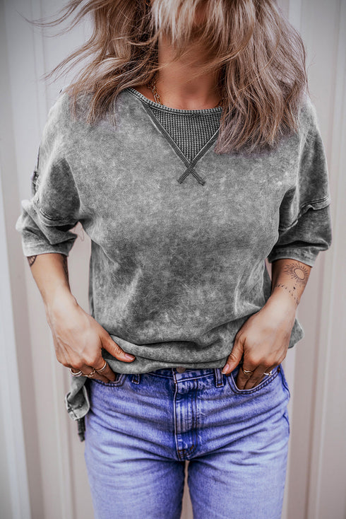 Mineral Wash Exposed Seam Drop Shoulder Oversized Tee