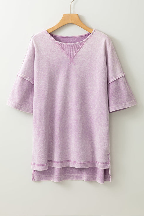 Mineral Wash Exposed Seam Drop Shoulder Oversized Tee