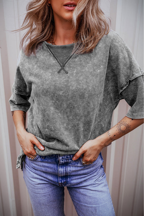 Mineral Wash Exposed Seam Drop Shoulder Oversized Tee