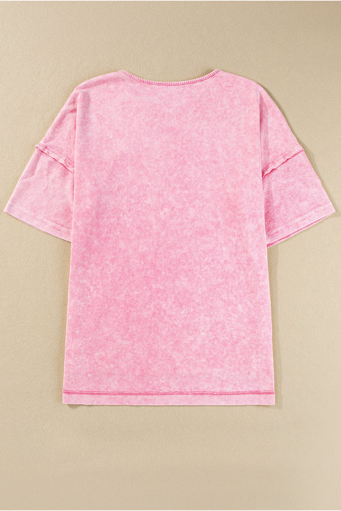 Mineral Wash Exposed Seam Drop Shoulder Oversized Tee
