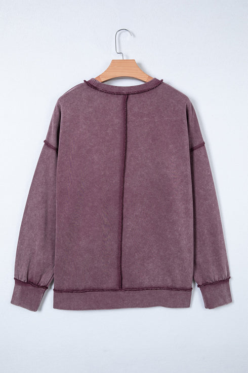 Mineral Wash Exposed Seam Split Hem Sweatshirt