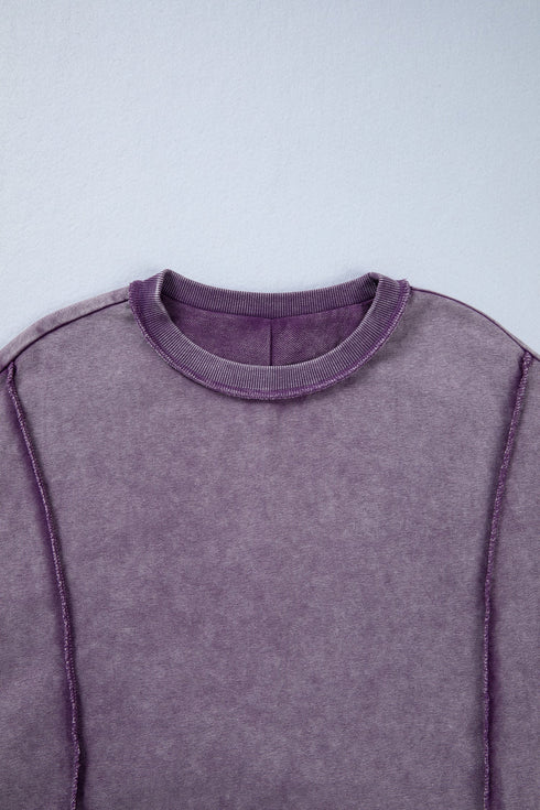 Mineral Wash Exposed Seam Split Hem Sweatshirt