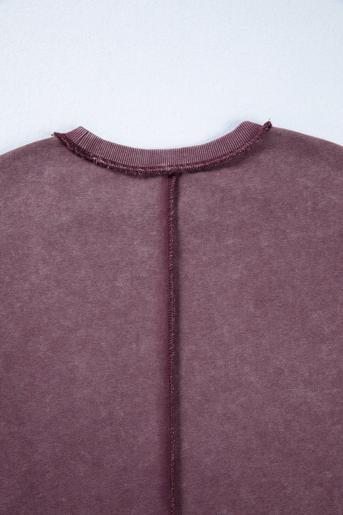 Mineral Wash Exposed Seam Split Hem Sweatshirt