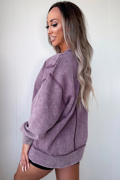 Mineral Wash Exposed Seam Split Hem Sweatshirt