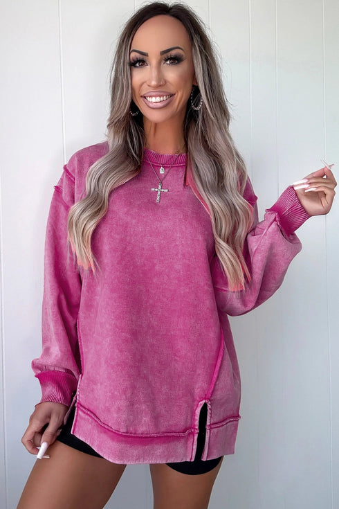 Mineral Wash Exposed Seam Split Hem Sweatshirt