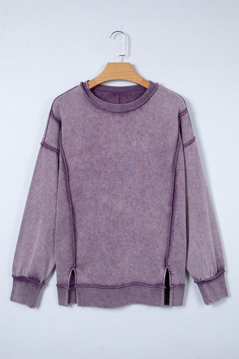 Mineral Wash Exposed Seam Split Hem Sweatshirt